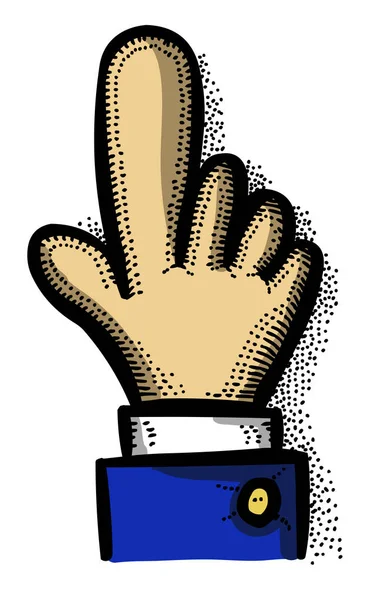 クリックしてアイコンの漫画のイメージ。手のポインターの記号 — ストックベクタ