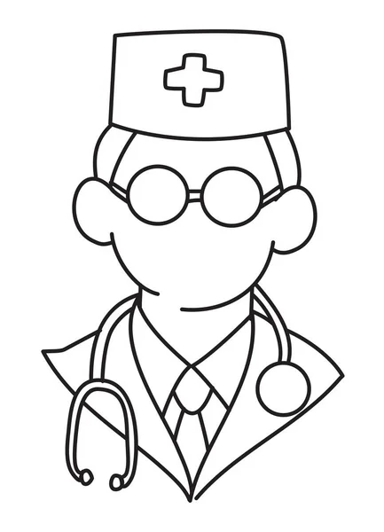 医師アイコンの漫画のイメージ。医師のシンボル — ストックベクタ