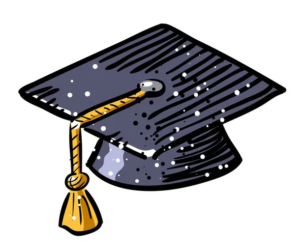 Imagen de dibujos animados de Graduation cap Icon. Símbolo educativo — Archivo Imágenes Vectoriales