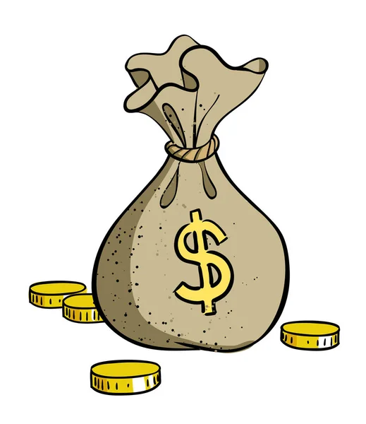 Imagem dos desenhos animados do ícone do saco do dinheiro. Símbolo monetário — Vetor de Stock