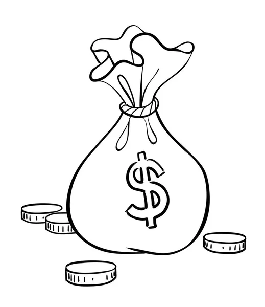 Tecknad bild av pengar väska ikonen. Pengar symbol — Stock vektor