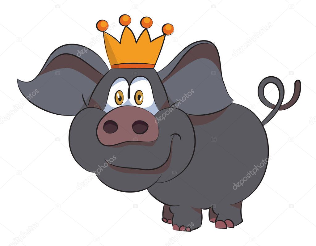 Cartoon image of crowned pig