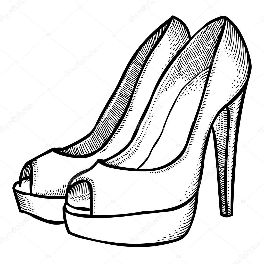 stock illustration cartoon image of high heeled