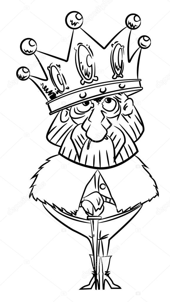 Cartoon image of king with huge crown