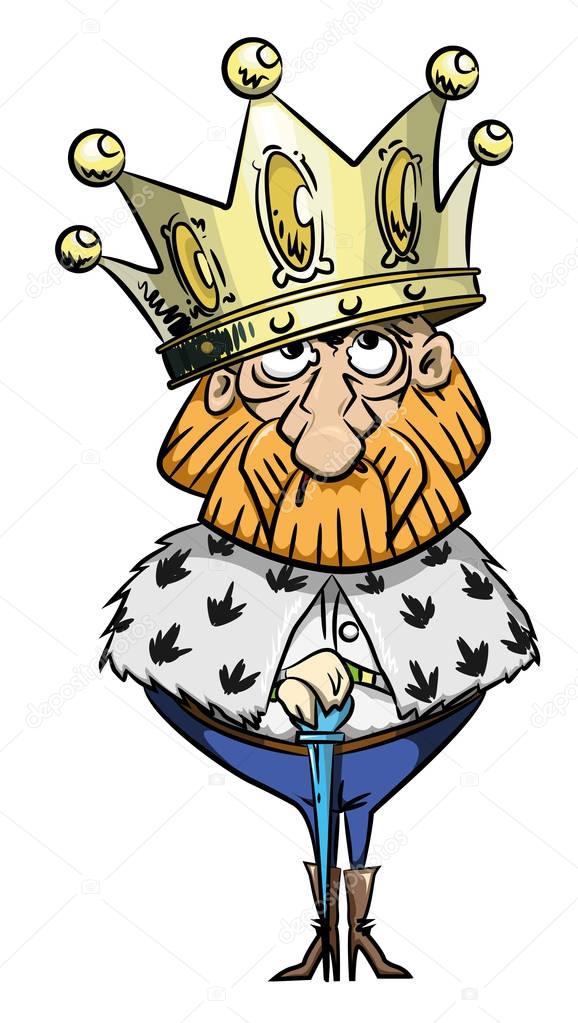Cartoon image of king with huge crown