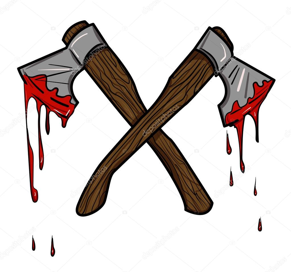 Cartoon image of bloody axe