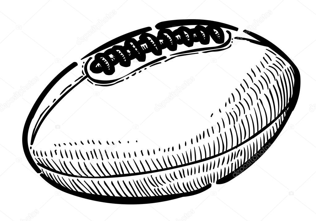 Cartoon image of Rugby ball. An artistic freehand picture.