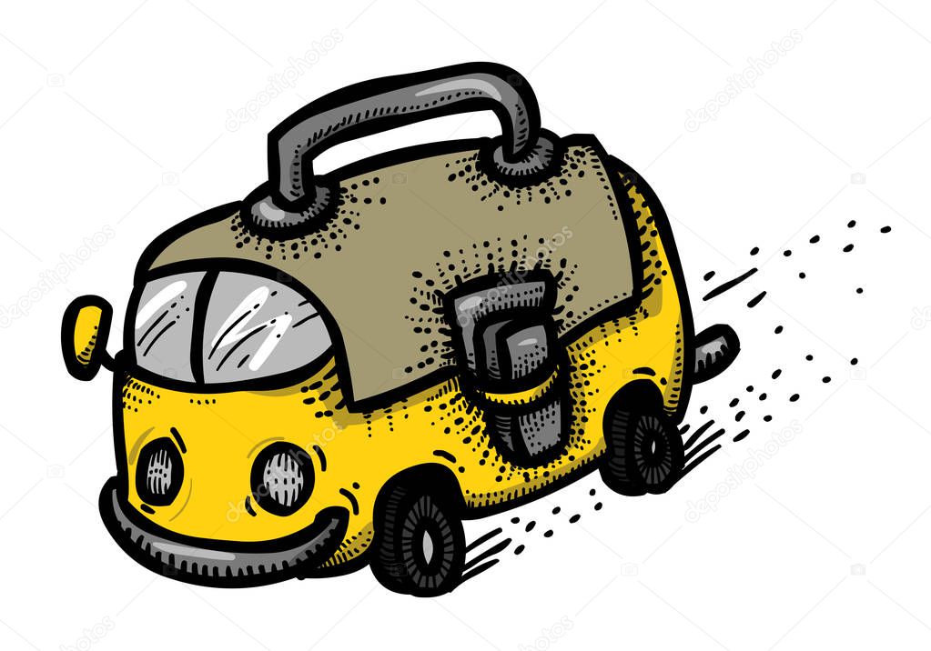 Cartoon image of Back to school concept. School bus