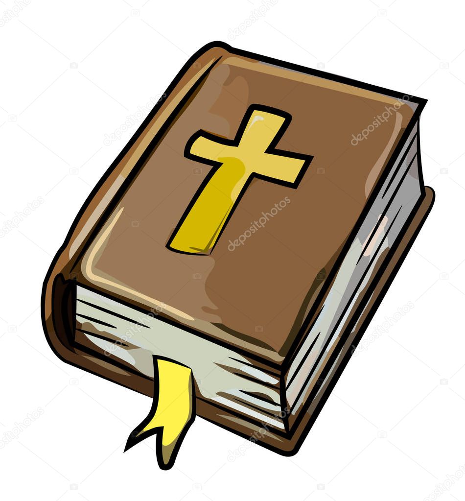 Cartoon image of Bible Icon. Religion symbol