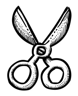 Çizgi film görüntüsü makas simgesi. Makası sembolü