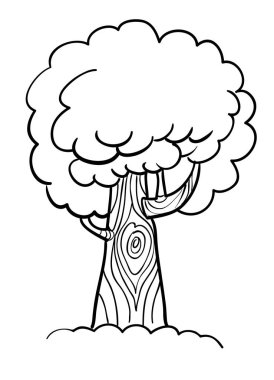 Ağaç simgesiyle çizgi film görüntüsü. Ağaç sembolü