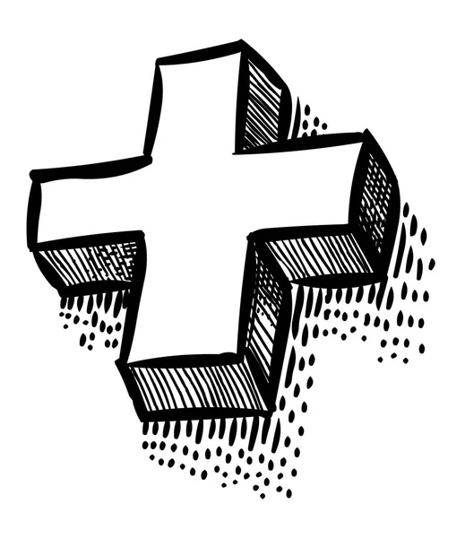 Kreslený obrázek ikony Plus. Symbol kříže — Stockový vektor
