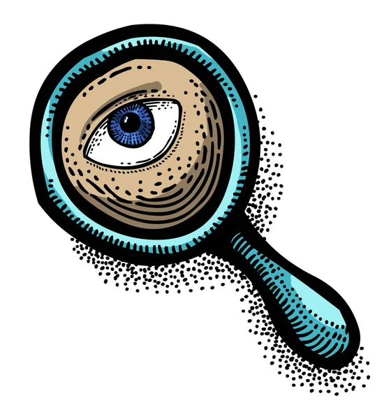 検索アイコンの漫画のイメージ。シンボルの虫眼鏡 — ストックベクタ