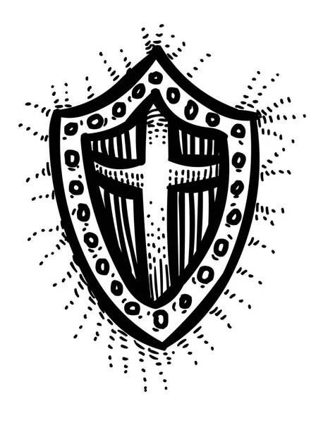 Rajz-félének pajzs ikon. Pajzs-szimbólum — Stock Vector