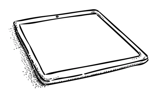 Image de bande dessinée de l'ordinateur tablette avec écran blanc dans le style ipad — Image vectorielle