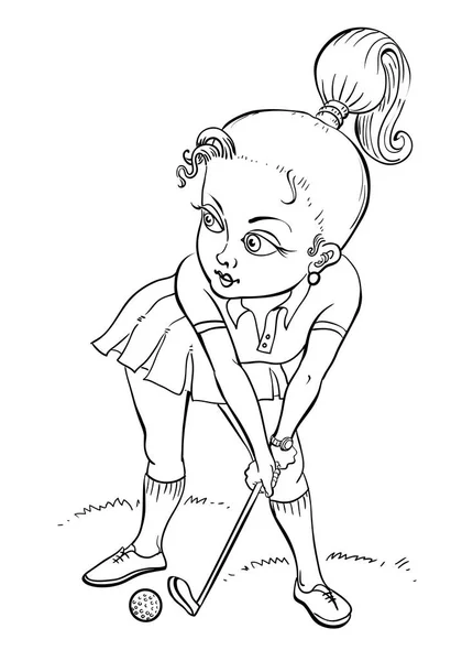 Imagen de dibujos animados de la mujer jugando al golf — Vector de stock