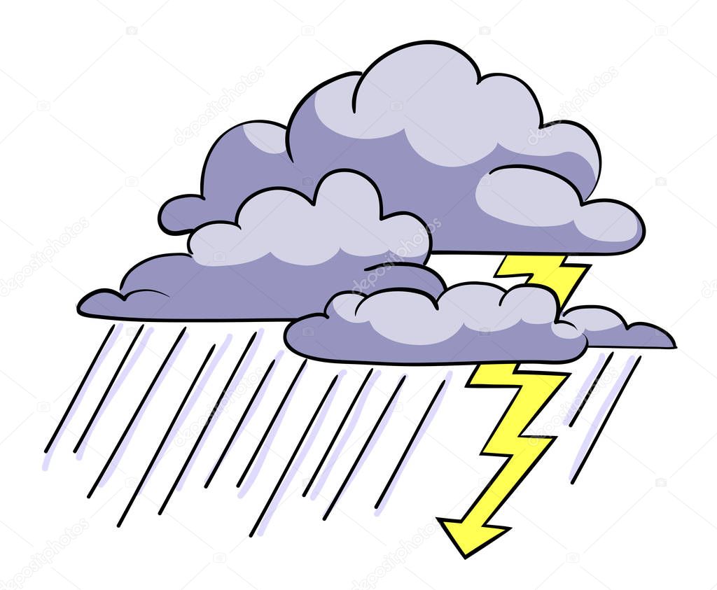 Cartoon image of Storm Icon. Rainstorm symbol