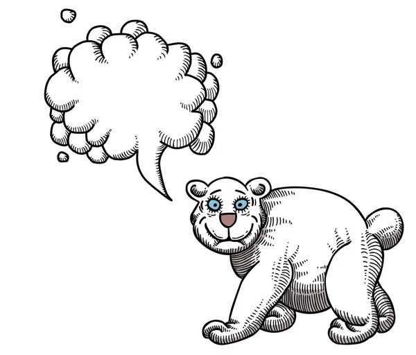 ภาพการ์ตูนของหมี รูปมืออิสระทางศิลปะ ด้วยฟองคําพูด . — ภาพเวกเตอร์สต็อก