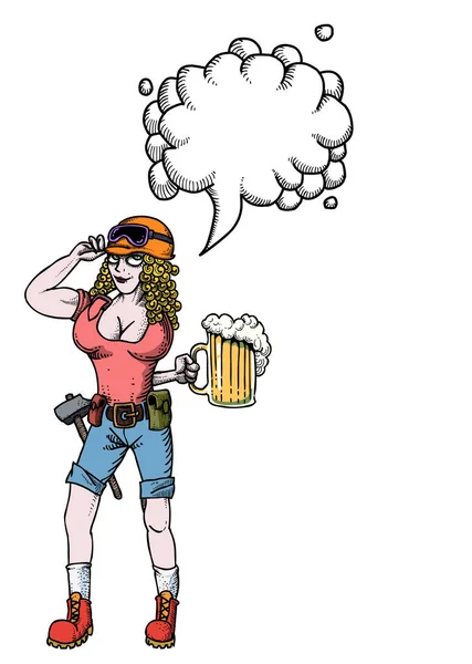 Fleißige Frau mit Bier-100 — Stockvektor