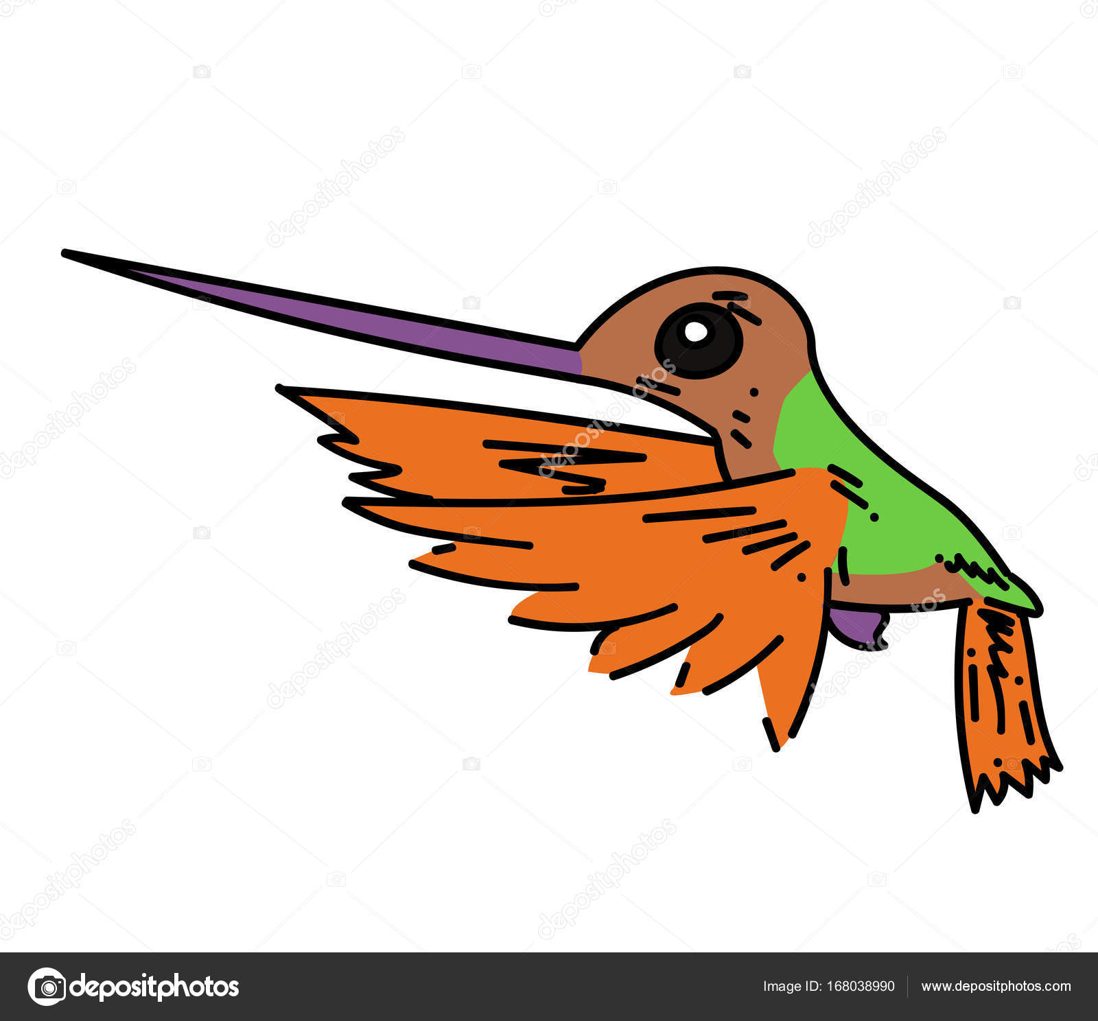 Immagine colibr¬ fumetto mano disegnata Opere d arte originali colorato ico stile puerile disegno — Vettoriali di lkeskinen0