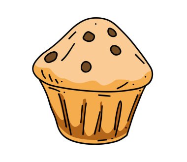 Cupcake karikatür el çizilmiş resim