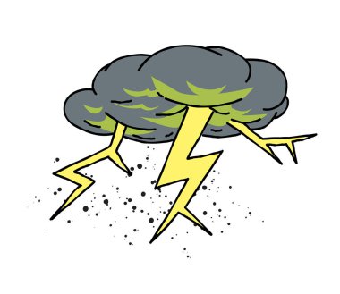 Yıldırım cıvata karikatür elle çizilmiş resim