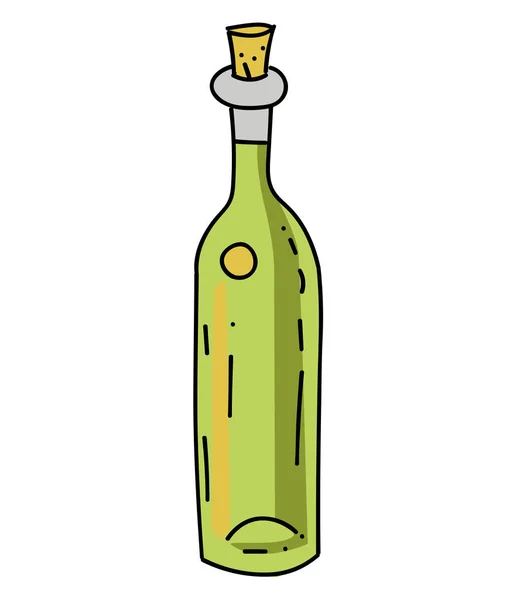 Butelkę oliwy z oliwek kreskówka ręcznie rysowane obrazu — Wektor stockowy
