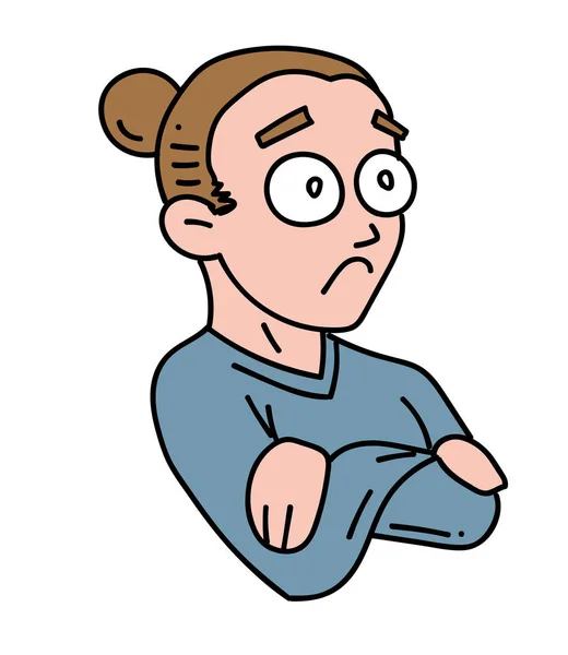 Surprised woman cartoon hand drawn image — Stock Vector