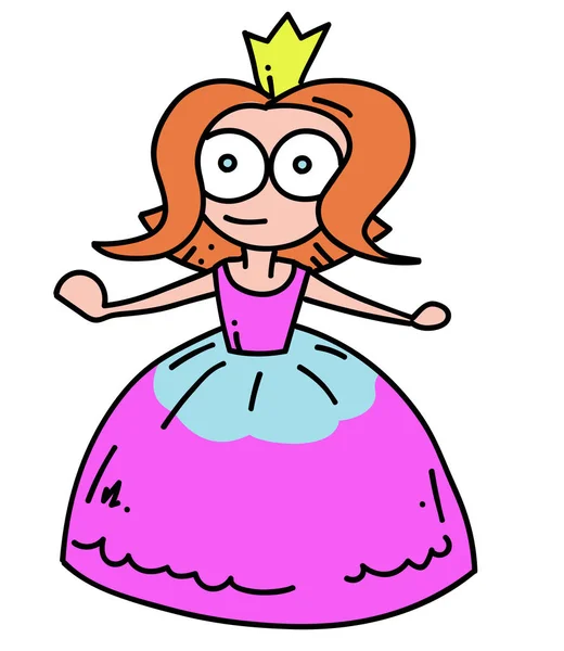 Prinses cartoon hand getekende afbeelding — Stockvector