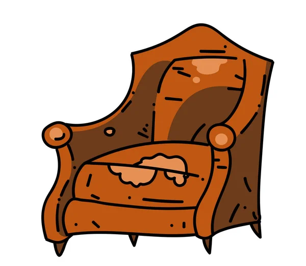 Old school chaise dessin animé image dessinée à la main — Image vectorielle