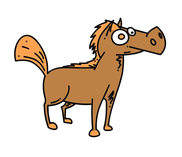 Imagen dibujada a mano de dibujos animados caballo — Vector de stock