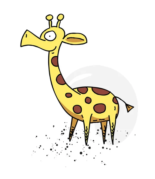 Giraffe Karikatur handgezeichnetes Bild — Stockvektor