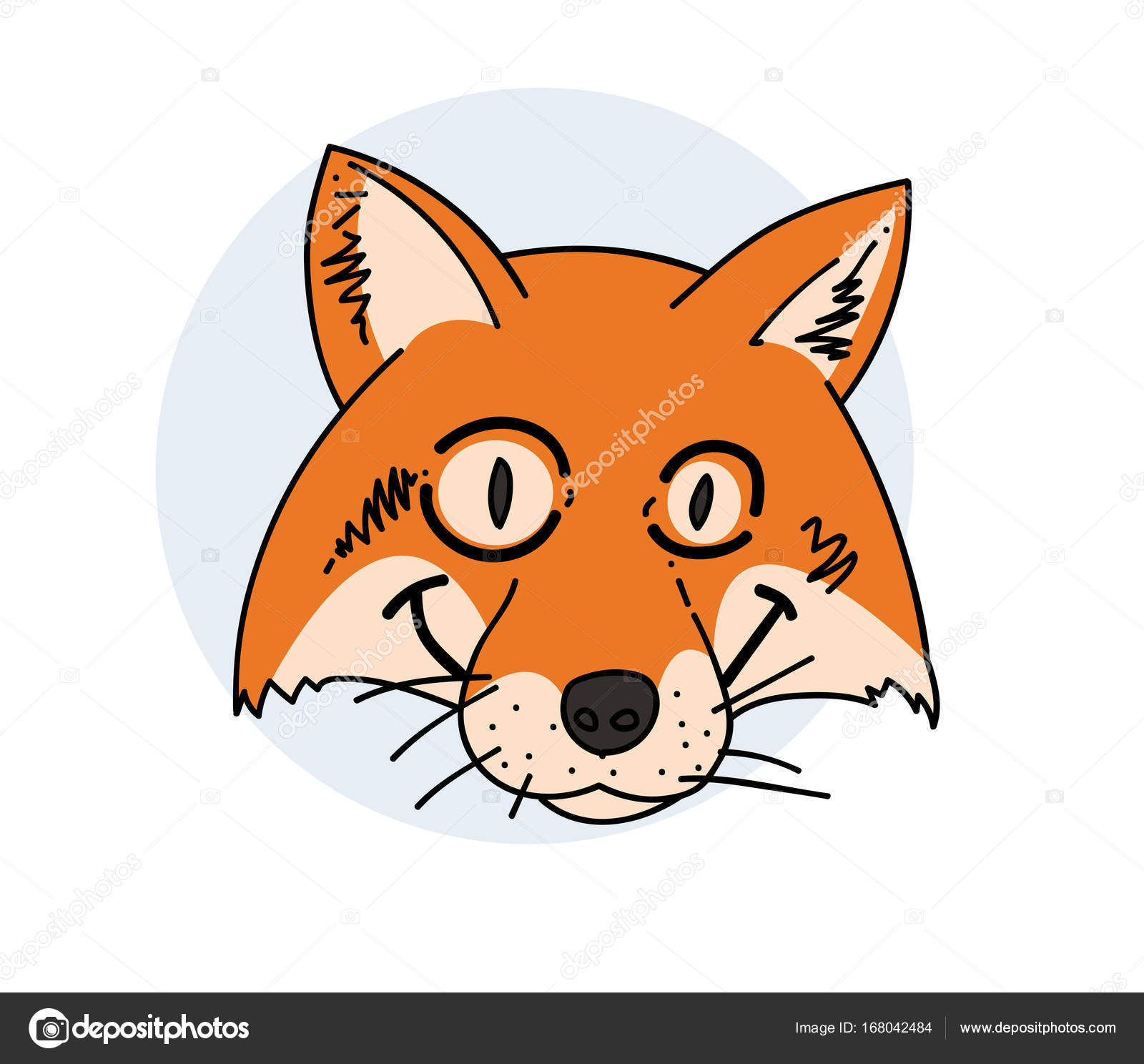 Cara de zorro caricatura | Cara de zorro complicado — Vector de stock