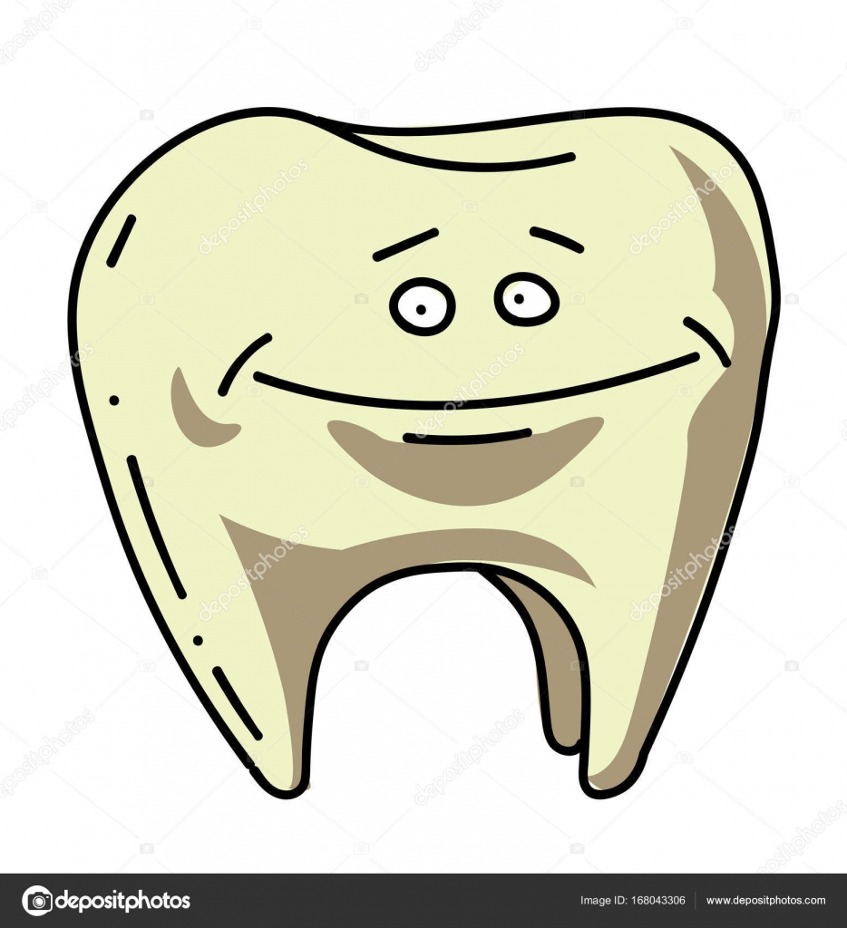 Immagine dente felice fumetto mano disegnata Opere d arte originali colorato ico stile puerile disegno — Vettoriali di lkeskinen0