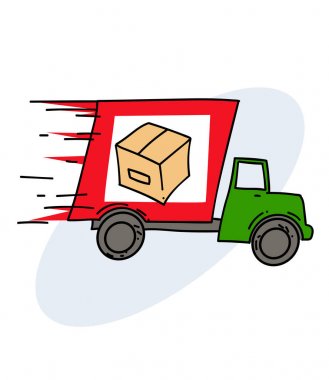 Hızlı teslimat kamyonu el çizilmiş resim