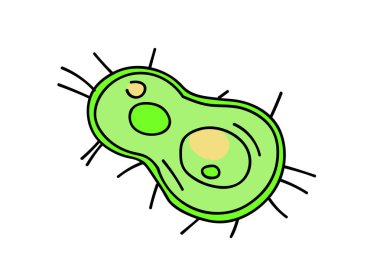 Bakteri karikatür el çizilmiş resim