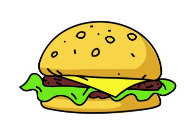 Burger karikatür el resim çekilmiş