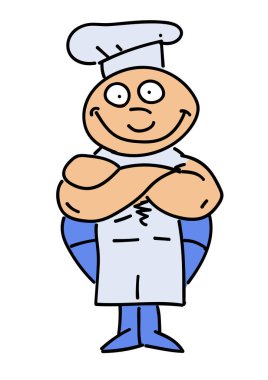 Mutlu aşçı karikatür el çizilmiş resim