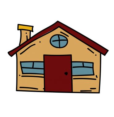 Çiftlik evi çizgi film el çizilmiş resim