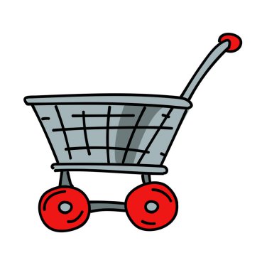 Alışveriş arabası karikatür el çizilmiş resim