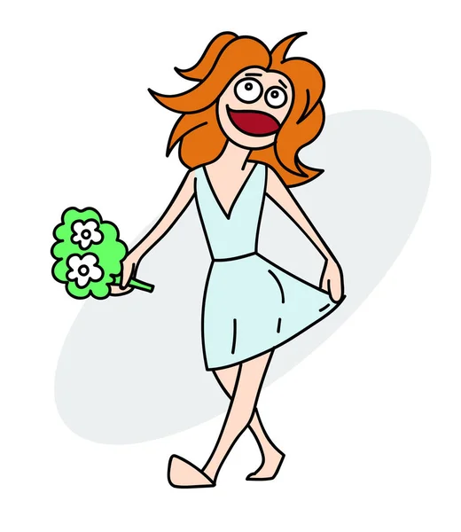 Chica feliz sin preocupaciones — Vector de stock