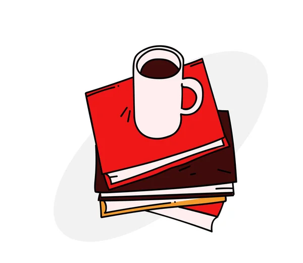 Bücher und Kaffeetasse — Stockvektor