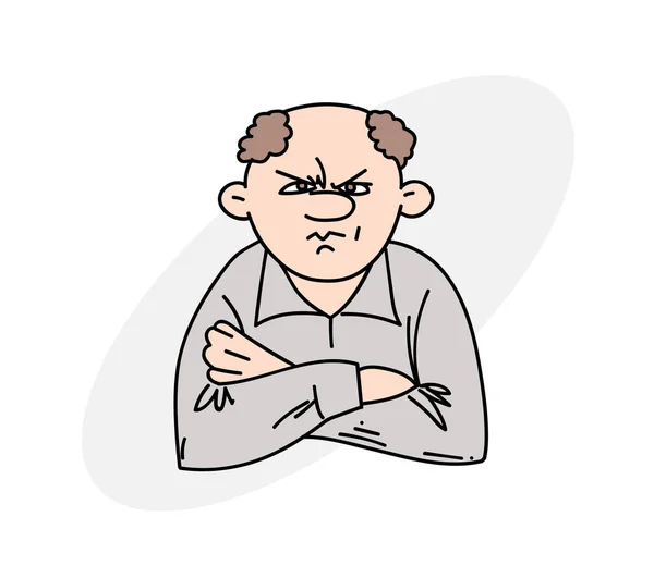 Angry man with folded arms — Stock Vector