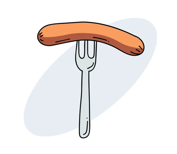 Korv på gaffeln — Stock vektor