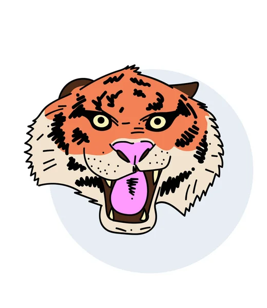 虎顔手描き下ろし画像 — ストックベクタ