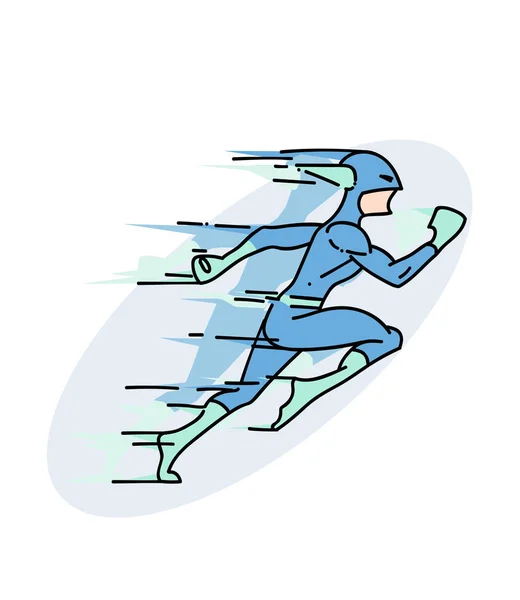 Immagine disegnata a mano supereroe veloce — Vettoriale Stock