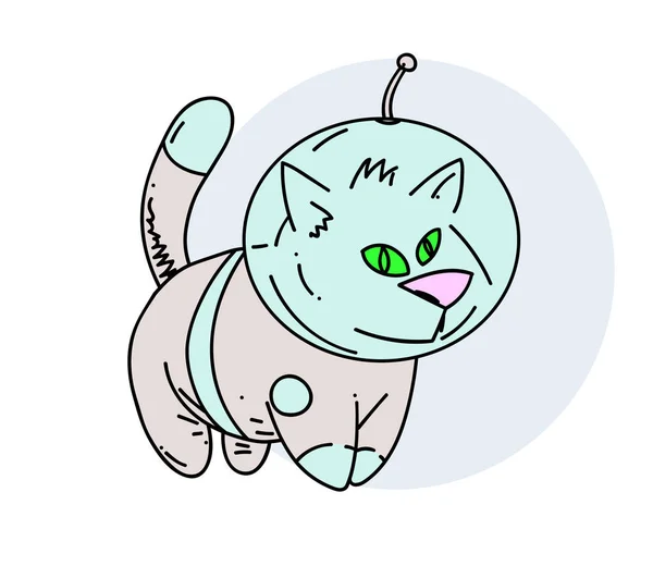 Космическая кошка в скафандре — стоковый вектор