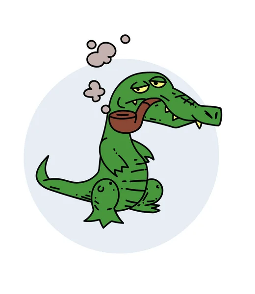 Nevrlý krokodýl kouření potrubí — Stockový vektor