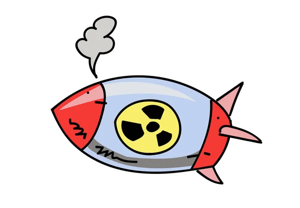 Atom bombası karikatür el çizilmiş resim — Stok Vektör