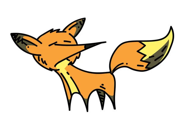 Fox desenho animado imagem desenhada à mão — Vetor de Stock